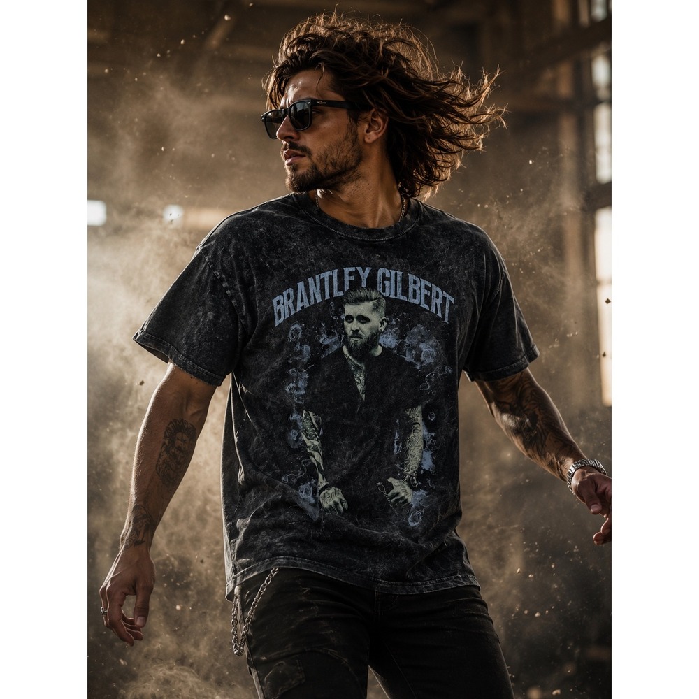 Brantley Gilbert Tour Graphic Tee XL Charcoal Gray Good‎ Mineral Wash 2022